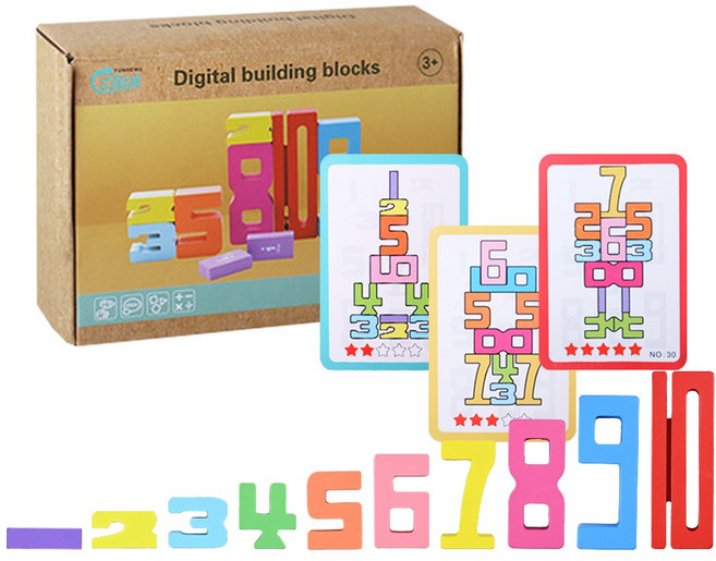 토이토 넘버릭스 스태킹 원목 블럭 젠가 20pcs 숫자 블록 쌓기 보드게임, 1세트