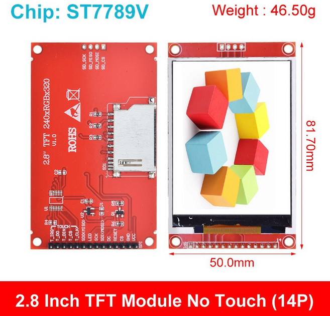 TZT 240X320 SPI 인치 직렬 모듈 ST7789V TFT 디스플레이 패널 LCD 포트 터치 ILI9341, ST7789 NO Touch, 1개