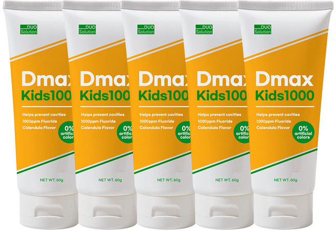 듀오솔루션 디맥스 키즈 1000 어린이 불소치약 1000ppm, 60g, 5개