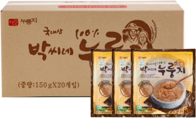 박씨네누룽지 쌀 누룽지, 150g, 20개
