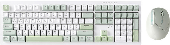 지클릭커 오피스프로 사일런스 무소음 무선 블루투스 108키 키보드 버티컬 마우스 세트, 일반형, 그린위치 RC1, WMK600 108키