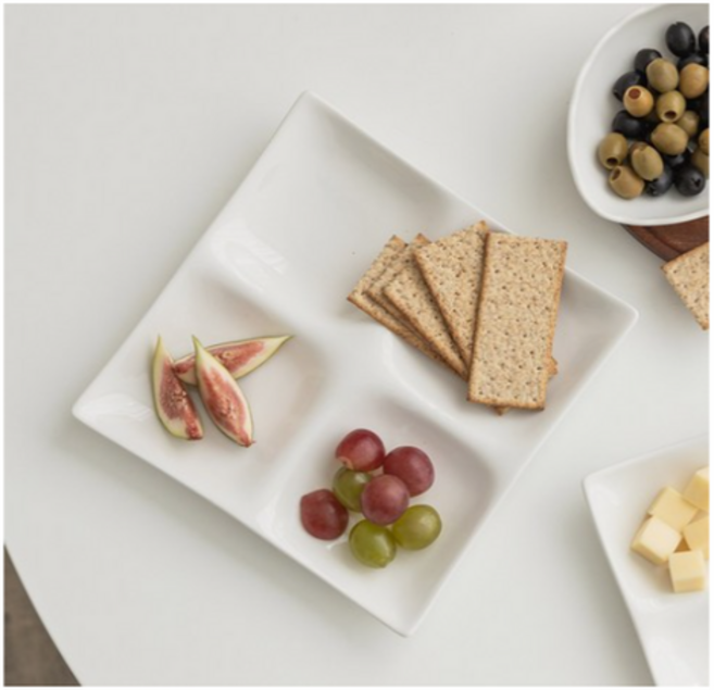 쓰임 4절 나눔접시, ALL WHITE, 3개