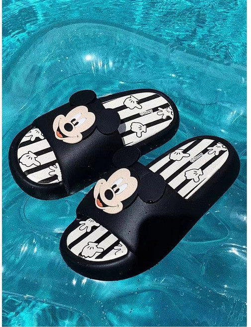 귀여운 동물 미키 미니 마우스 레드 활 슬리퍼 두꺼운 바닥 부드러운 커플 실내 욕실 여성 여름 샌들, 36-37, same as picture 1, 1개