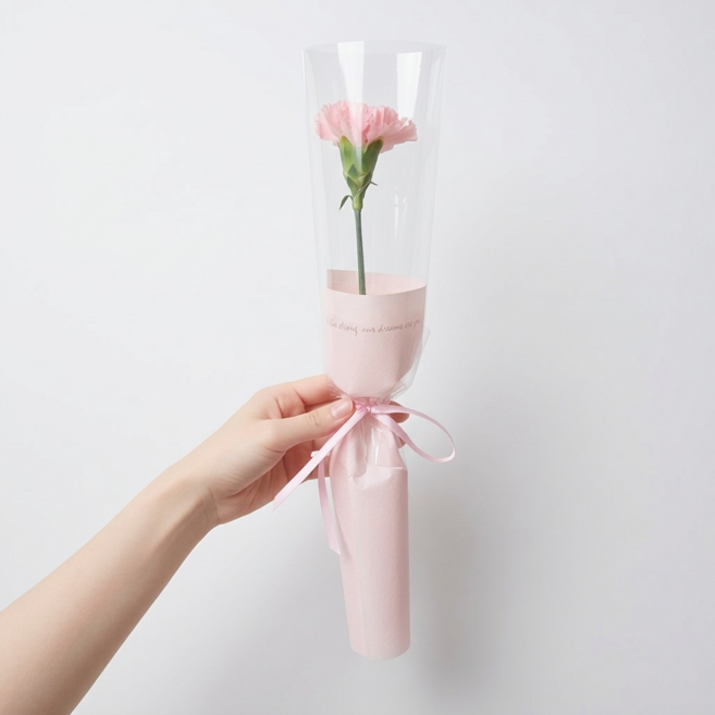 [예약가능] 카네이션 한송이 포장 생화 꽃배달 어버이날 스승의날 가정의달, 10개, 연한색