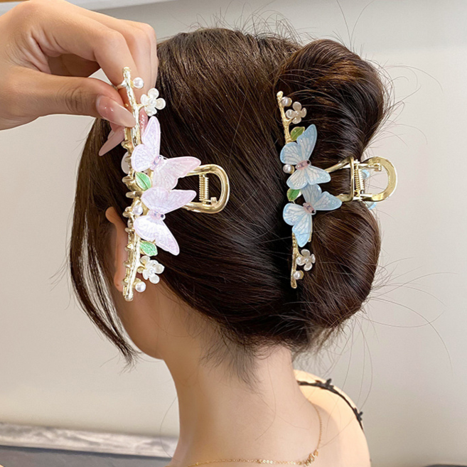 2종 세트 버터플라이 나비 헤어 집게핀 메탈 헤어집게 머리집게
