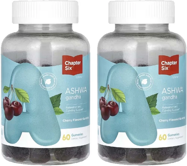 챕터식스 아슈와간다 아쉬아간다 Ashwagandha 구미젤리 60개2통 인도 인삼, Chapter Six, 60정 - 쿠팡