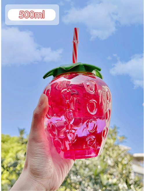 딸기모양 공병 플라스틱 테이크아웃 트레이가 보틀케이크용기 50개 내부 단일