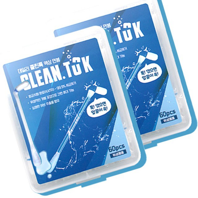 티에스 데일리 클린톡 액상면봉 60개 귓속청결제 세트, 1세트, 120개입