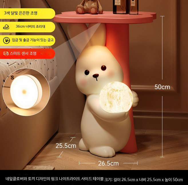 스피커 곰 인테리어 가성비 무선 미니 거실 침실용, 핑크 토끼 테이블 감응등 저금통, 단일 모델
