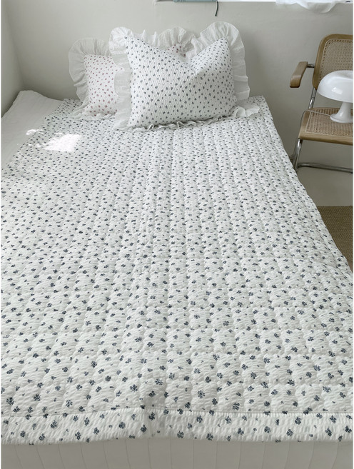 대나무 소재 시어서커 플로라 여름 침대 패드, 브라운