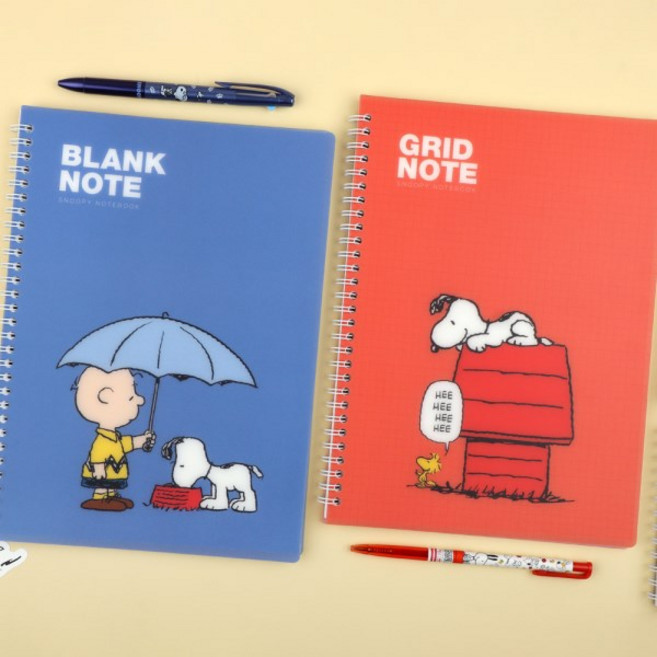 스누피 PP 스프링 연습장 (2 option), 레드(그리드)