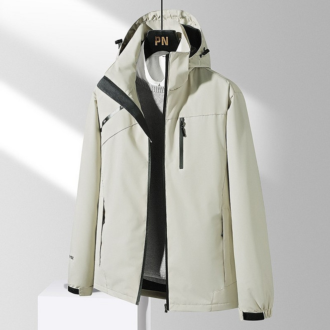 M-7XL大尺碼素面細毛絨連帽衝鋒衣 - 台灣現貨防風防水外套