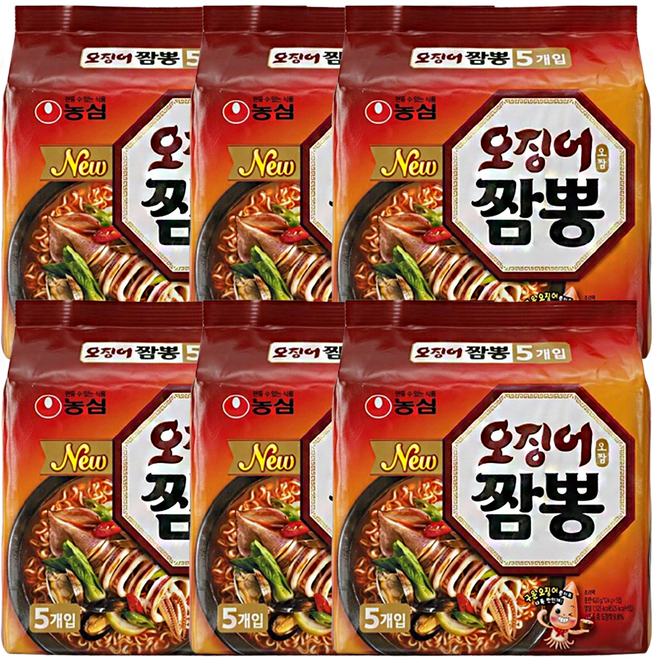 농심 오징어짬뽕 봉지라면 124gx30봉, 30개