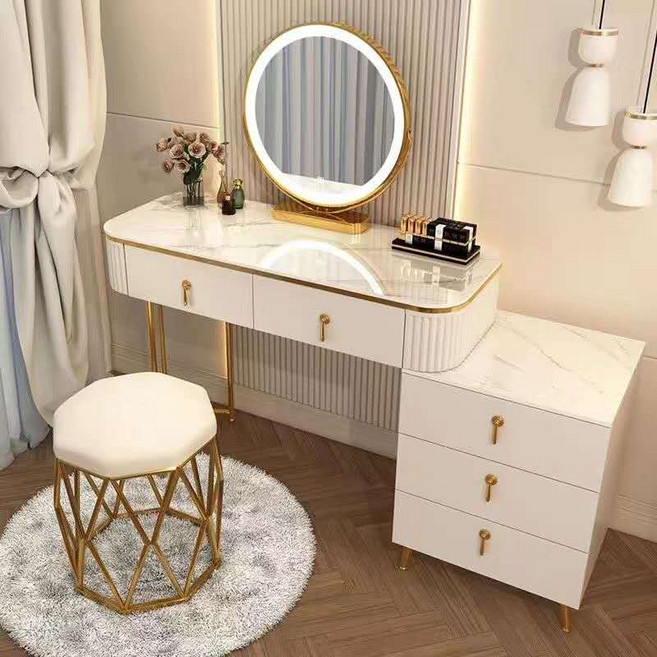 (무료 설치) 다용도 화장대 입식화장대세트 미니 화장대 북유럽 화장대 (화장대+수납장+LED거울+화장의자) 삼색가구 DA-182-S, 흰색, 100CM-A, 화장대+수납장+의자+1.8mKC 전원코드