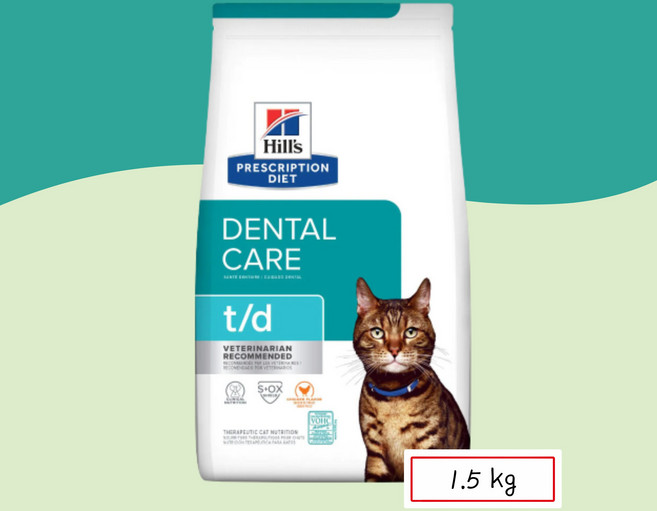 [동물병원직영] 힐스 고양이 t/d 캣 고양이치주염 고양이치은염, 구강/치석관리, 1.5kg, 1개