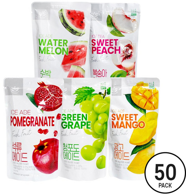 밸런스그로우 편의점파우치음료 230ml 50팩 (복숭아+청포도+망고+수박+석류)