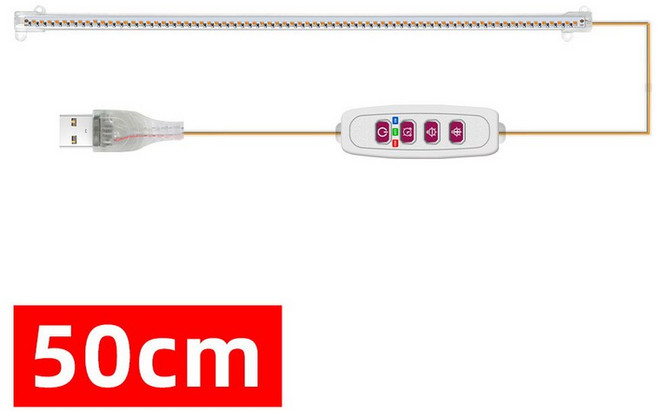 호환 1/2/3/4 헤드 LED 성장 라이트 스트립 튜브 실내 식물 USB 전체 스펙트럼 램프 디밍 타이머 묘목 채소, 1개