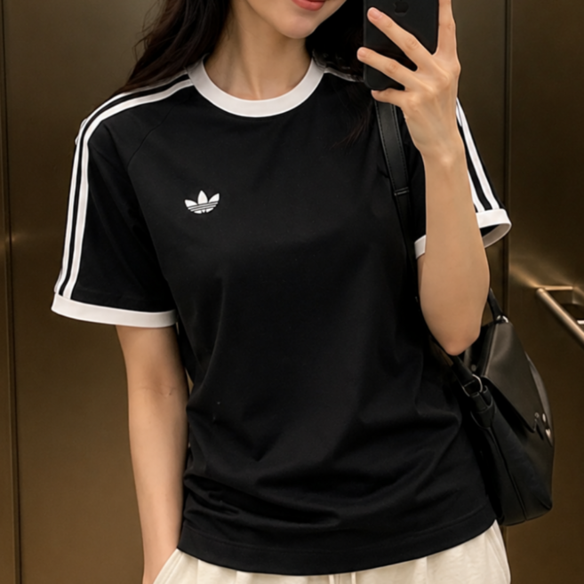 아디다스 오리지널스 남성 여성 반팔 티셔츠 + Veans 파우치