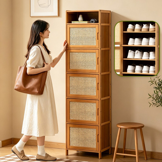 현관 신발장 천연 소재 신발장정리대 틈새수납 신발장, 11단, 40cm