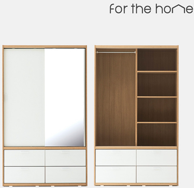 리바트 토피 1200 옷장 서랍형(거울도어), 2단서랍형(화이트)