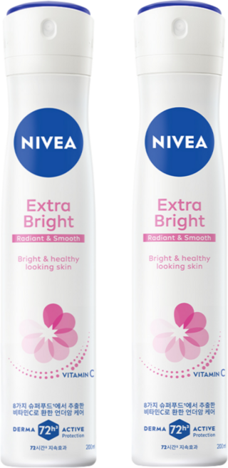 니베아 데오드라트 스프레이 엑스트라 브라이트, 200ml, 2개