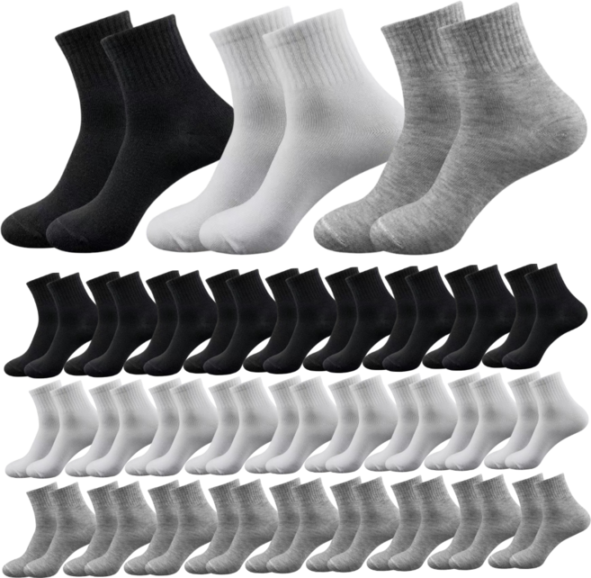 Mirsh 남자 중목 무지 무압박 양말 30켤레 세트