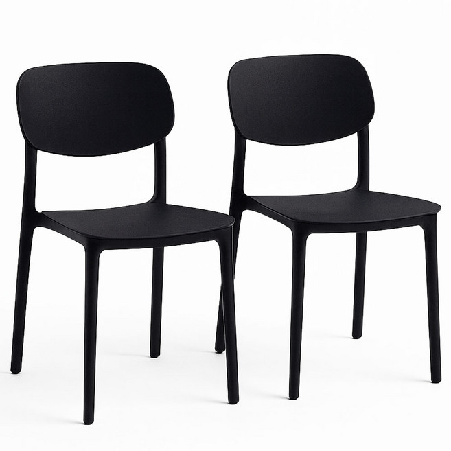 이엔비 일체형 인테리어 식탁의자, 2개, 블랙