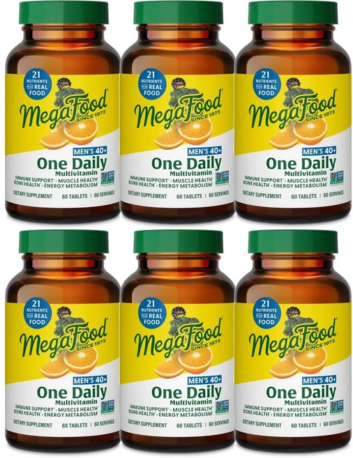 MegaFood Mens 40+ One Daily Multivitamin 메가푸드 멘 40+ 원 데일리 멀티비타민, 6개, 60정 - 쿠팡