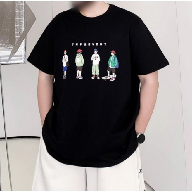 5XL-8XL 순면 100% 남성 여성 빅사이즈 반팔티 면티 오버핏 루즈핏 바이크 라이더 110 115 120 125 130 KPM21, 블랙(피플)