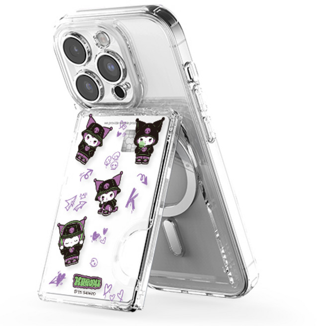 산리오 히팝 투명 마그네틱 멀티 스탠드 카드지갑(맥세이프 호환), 1개, 히팝_쿠로미