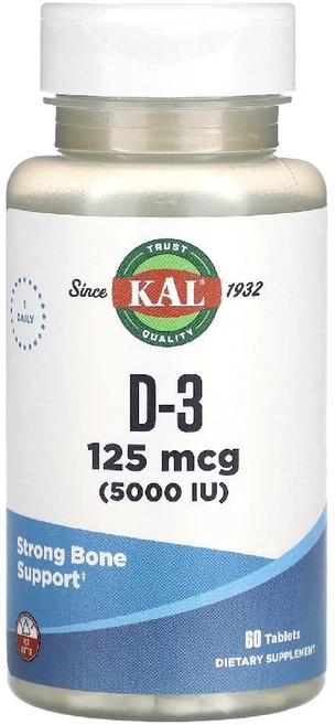 KAL D-3 125mcg(5 000IU) 60정, 1개 - 쿠팡
