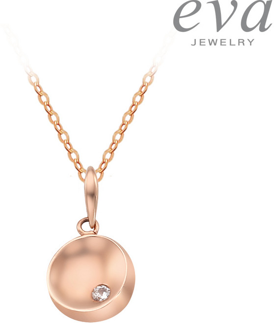 에바주얼리 심플한 14K 루나 우물 펜던트 2푼 체인 데일리 달 목걸이