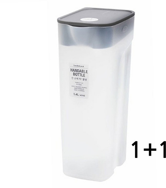 락앤락 냉장고 물병 한손에착 도어포켓 슬림 냉장고 물통, 그레이 1+1, 1.4L, 1개