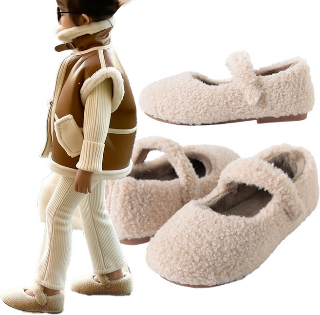 스토리원 아동 뽀글 방한 털 메리제인 키즈 로퍼 U-KIDSH010