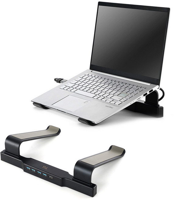 TG삼보 알루미늄 노트북 거치대 USB허브내장 쿨링 고정 맥북 받침대 TG-NS9000V, 블랙