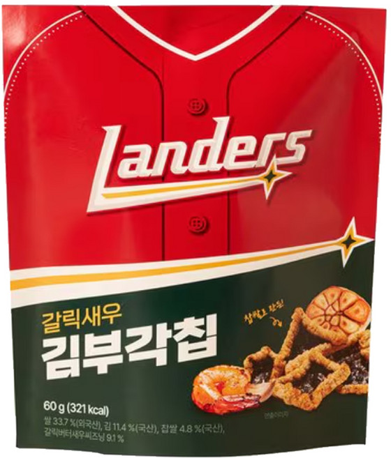 랜더스 갈릭새우 김부각칩, 60g, 12개