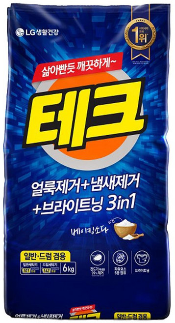 테크 6kg 베이킹파우더 세탁세제 분말세제, 1개