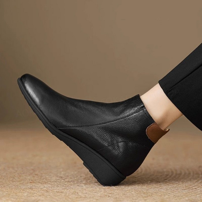 AOKADA 중년 여성 가을 겨울 웨지 힐 발편한 앵글 부츠3CM