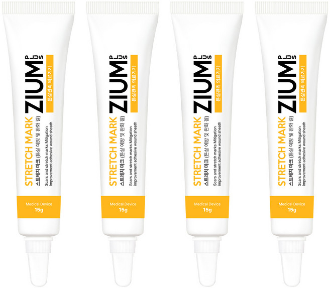 튼살ZIUM PLUS 튼살크림 스트레치마크 임산부 청소년 오래된흉터 완화 연고(식약처 의료기기인증), 15g, 4개