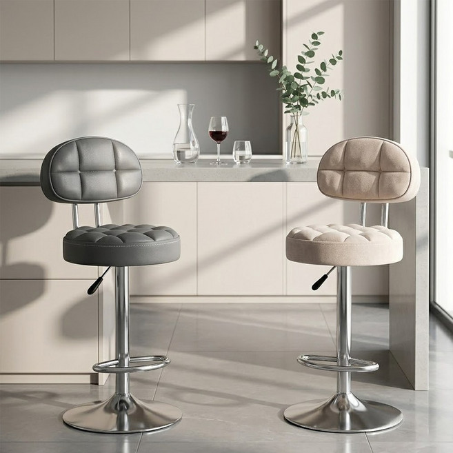 홈바 의자 높이조절 회전 발걸이형 모던 인테리어 높은 카페 바 체어 미용실 의자, 1개, 화이트