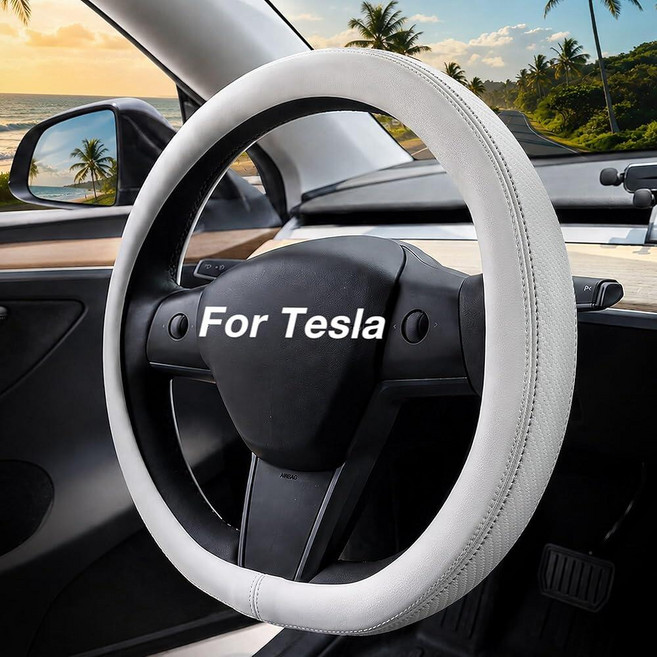 Steering Wheel Cover for Tesla Model Y Juniper Model 3 Highland D-Shaped Non-Slip Carbon Fiber