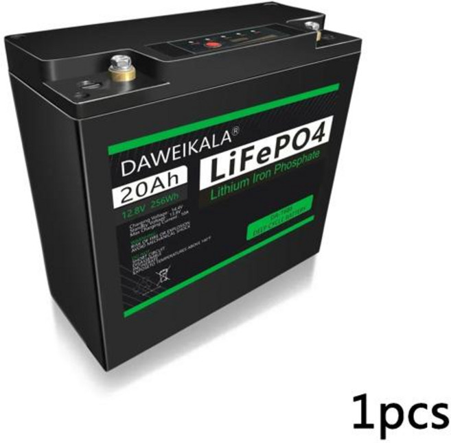 12V 20Ah LiFePO4 배터리 BMS 딥 사이클 포함) 파워 휠 어군 탐지기 조명 공급용 리튬 전력 표시, 02 1pcs battery, 1개