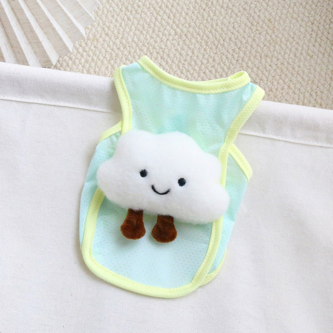 애완 동물 여름 시원한 통기성 조끼 냉각 장식 구름, green