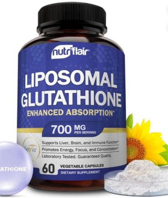 NutriFlair 뉴트리플레어 Liposomal Glutathione 리포솜 글루타티온 세트리아 해독 심혈관 뇌 면역 60정, 4개