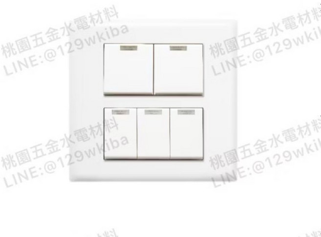 樹榮電工 新普系列-110V五按板螢光開關 SP-5858 螢光指示燈 附發票, 1個