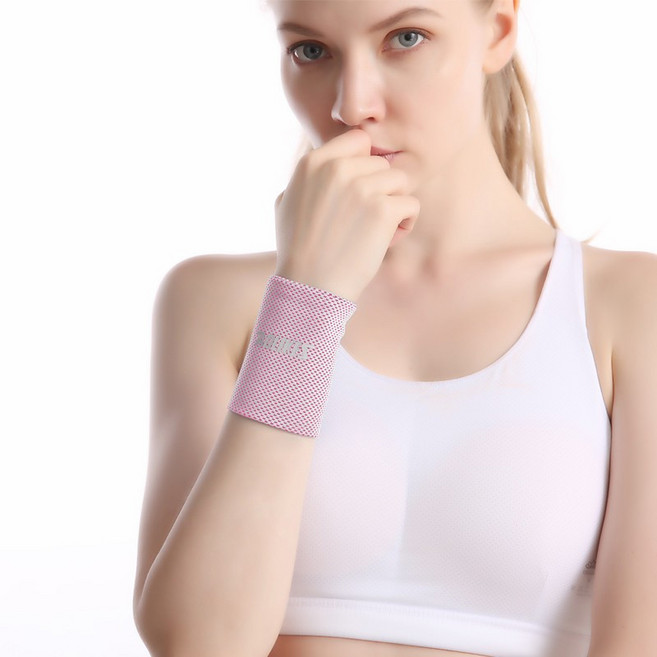 VEGA 스포츠 쿨링 손목밴드 아이스 타올형 땀흡수 운동 손목보호대 여름용, M, 핑크화이트