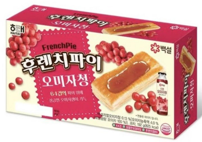 64겹의 파이위에 상큼한 오미자쨈이 가득 해태 후렌치파이 오미자청 (사탕증정), 1개, 192g