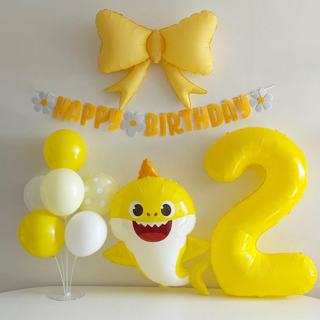 아기 상어 두돌 생일 풍선 파티 세트, 1세트