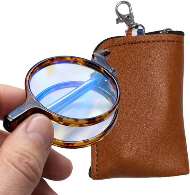 마케시 휴대용 접이식 미니 안경테 14g 블루라이트 차단 데모렌즈 / 파우치 포함