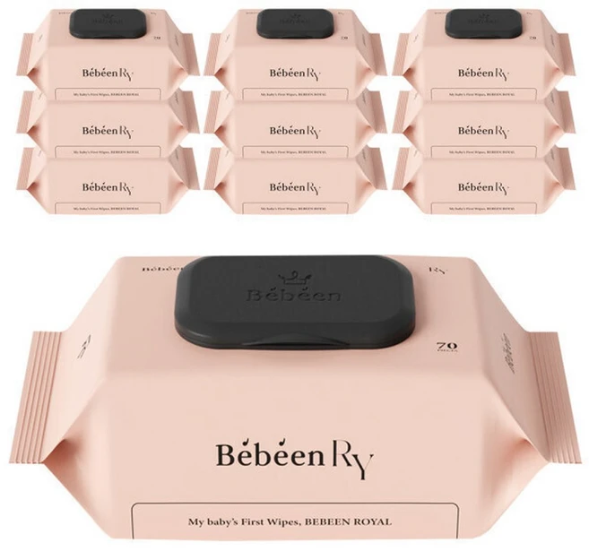 베베앙 로얄 물티슈 70매 10팩 두꺼운 고평량75g 엠보 캡형 아기물티슈, 10박스, 75g - 쿠팡